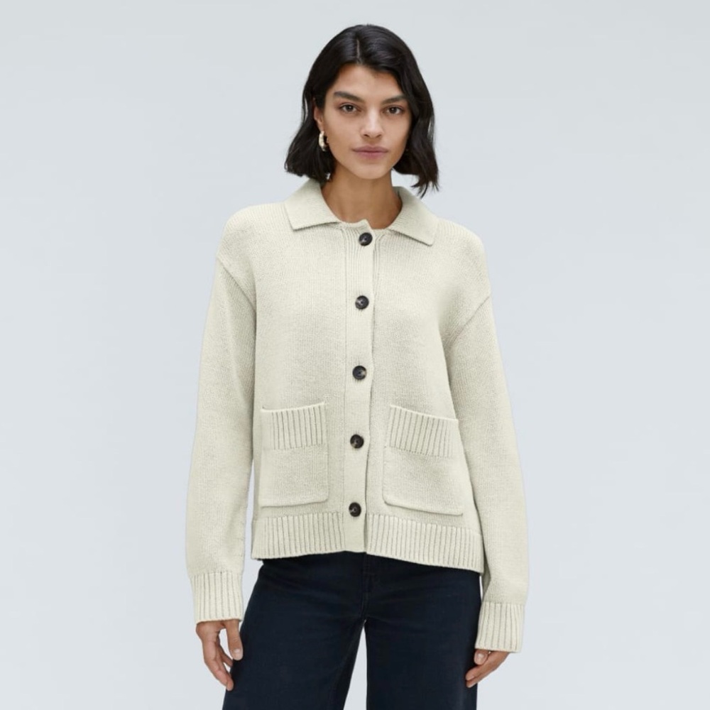 Everlane Cream Button-Up Cardigan